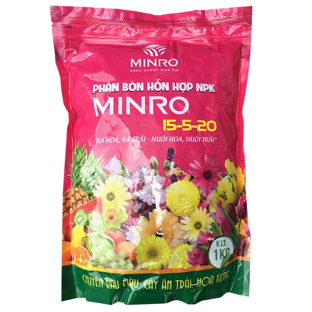 Phân bón NPK 15-5-20 Minro kích ra hoa nuôi trái lớn nhanh – Túi 200gr-1KG 2