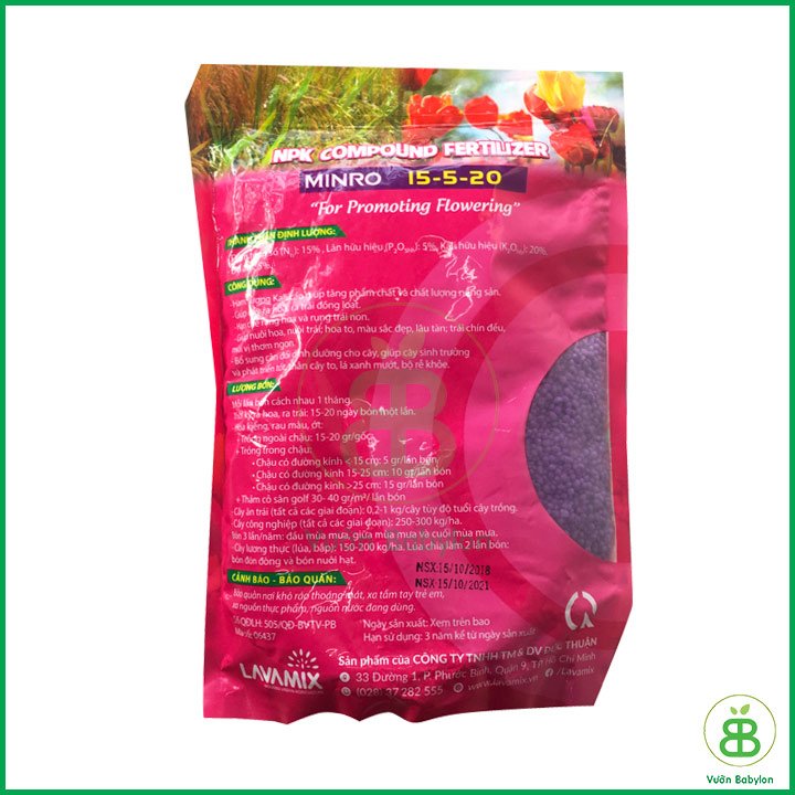 Phân bón NPK 15-5-20 Minro kích ra hoa nuôi trái lớn nhanh – Túi 200gr-1KG 3