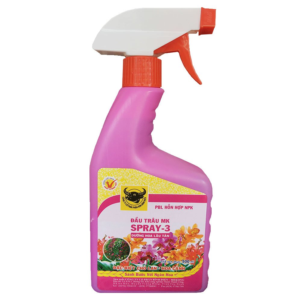 Phân Bón Đầu Trâu Spray 3 500ml – Kích ra bông lớn, màu sắc đẹp cho hoa lan, hoa cảnh