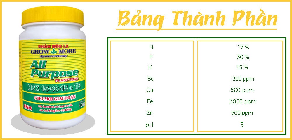 NPK 15-30-15 Te Grow More Phân Bón Lá Kích Hoa – Dưỡng Cây 3