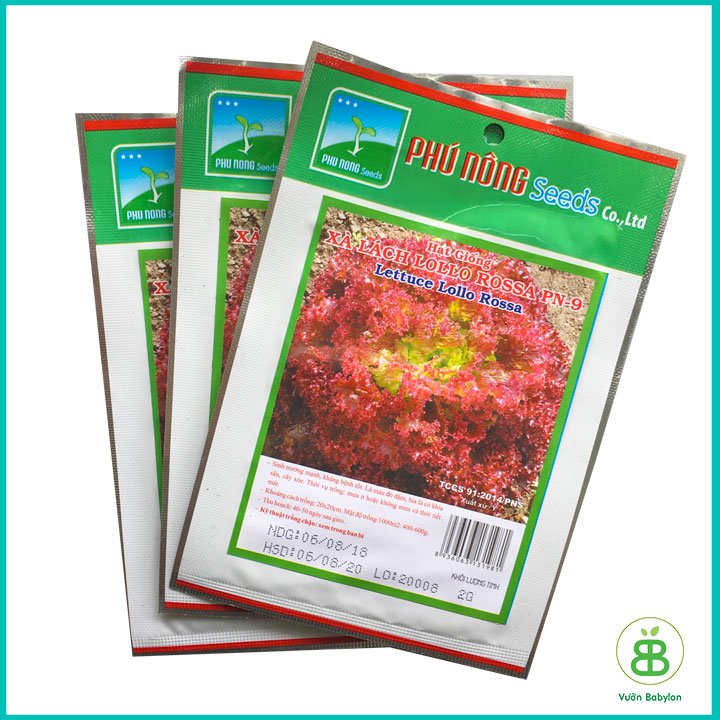 Hạt Giống Xà Lách Xoăn Tím (Lollo Rossa) 2Gr 2