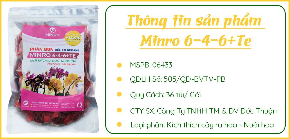 Minro 6-4-6+TE Phân Bón Hữu Cơ Khoáng Kích Thích Lan Ra Hoa