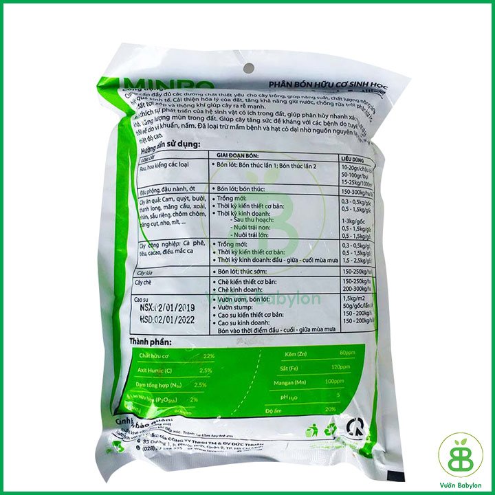 Phân Hữu Cơ Sinh Học Cao Cấp MINRO 700gr 3