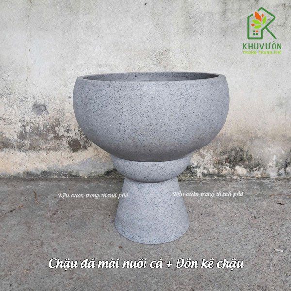 Chậu chảo đá mài nuôi cá