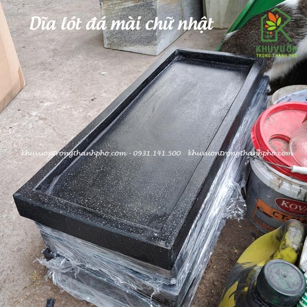 Dĩa lót chậu đá mài chữ nhật