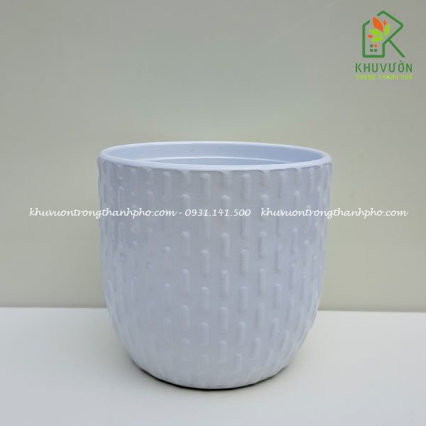 Chậu đất nung 14x13cm sơn trắng 3