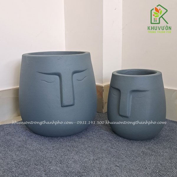 Chậu đất nung đầu người trồng cây 2