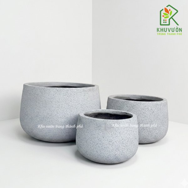 Bộ 3 chậu xi măng đá mài thúng