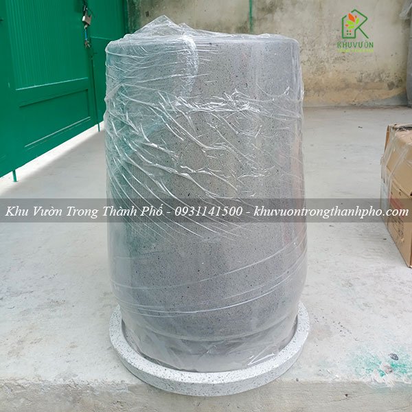 Dĩa lót chậu xi măng đá mài tròn 30cm 3