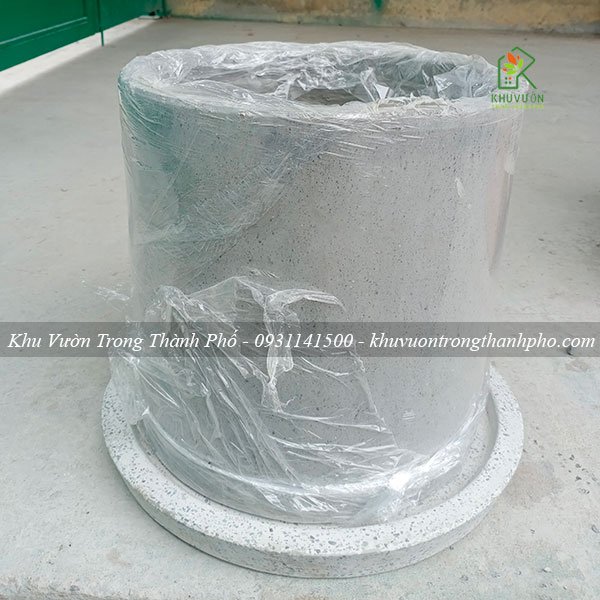Dĩa lót chậu xi măng đá mài tròn 30cm 2