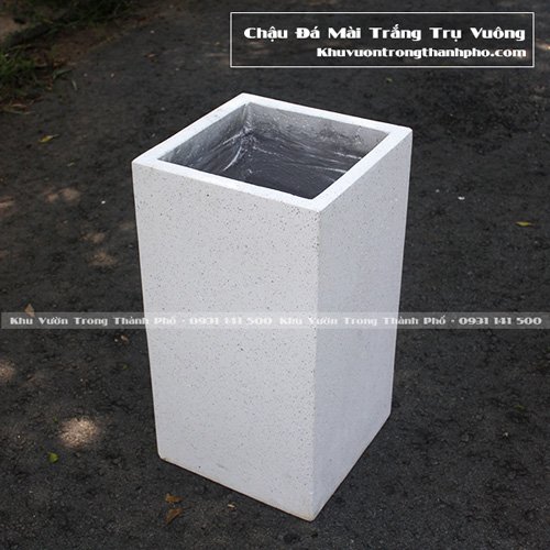 Chậu xi măng đá mài trụ vuông 30x60cm 2