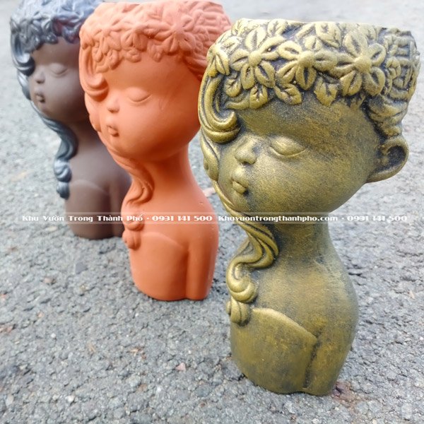 Chậu Đất Nung Cô Gái Tóc Mây