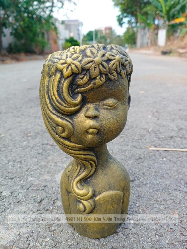 Chậu Đất Nung Cô Gái Tóc Mây 3