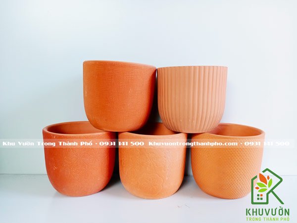 Chậu Đất Nung Hoa Văn 14x13cm 2