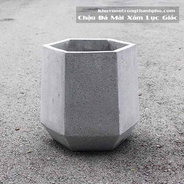 Chậu Đá Mài Xám Lục Giác 43×43