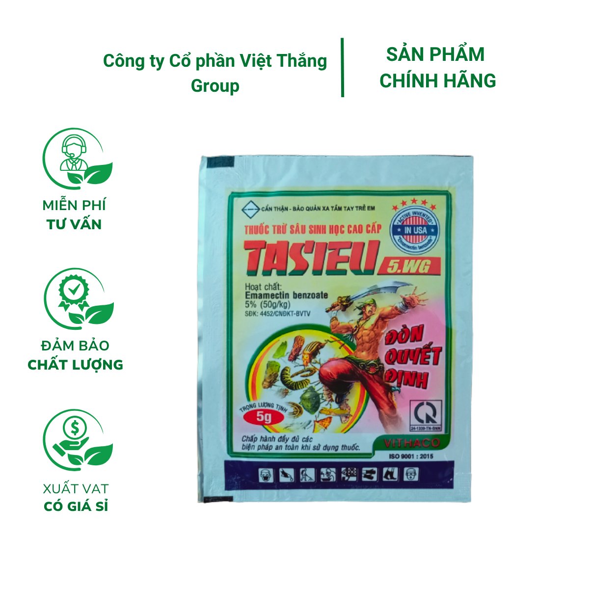 Tasieu 5WG (5g) – Phòng ngừa sâu nhanh, an toàn cho cây trồng, rau sạch