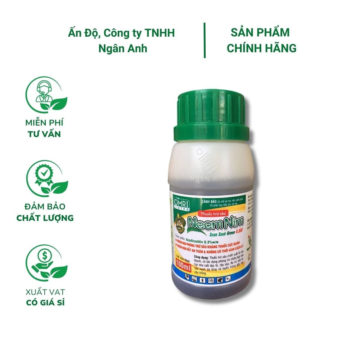 NeemNim Ấn Độ (100ml) – Phòng trừ sâu, rệp sáp, sâu xanh, bọ cánh tơ, sâu tơ