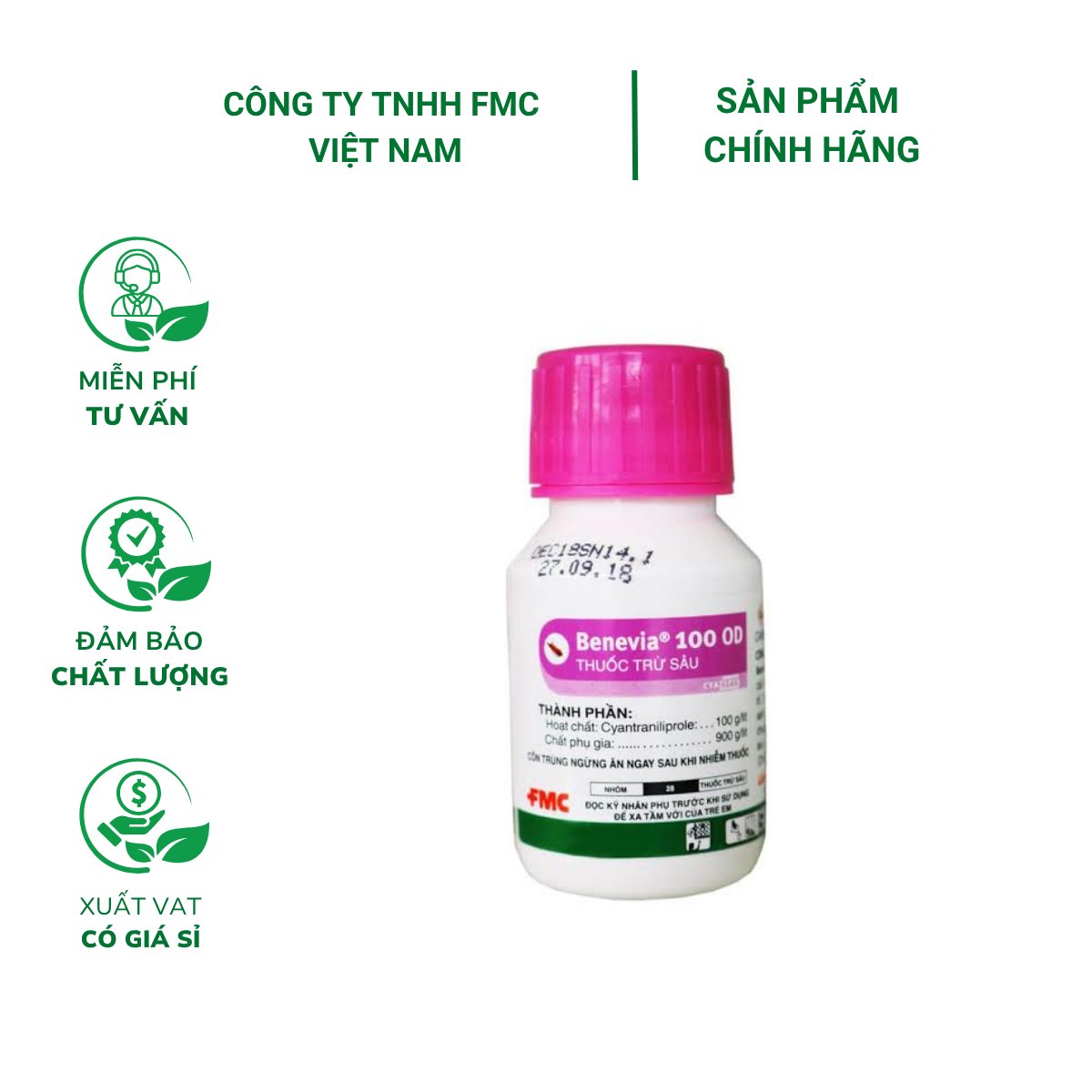 Thuốc trừ sâu FMC BENEVIA 100OD 50ml Phòng trừ các loài Bọ Trĩ, Rầy Phấn Trắng và côn trùng gặm nhấm. Hiệu quả sau 1 lần sử dụng.