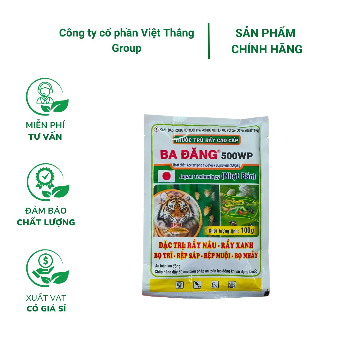 Thuốc trừ sâu BA ĐĂNG 500WP đặc trị bọ trĩ, rệp sáp – Gói 100 gram
