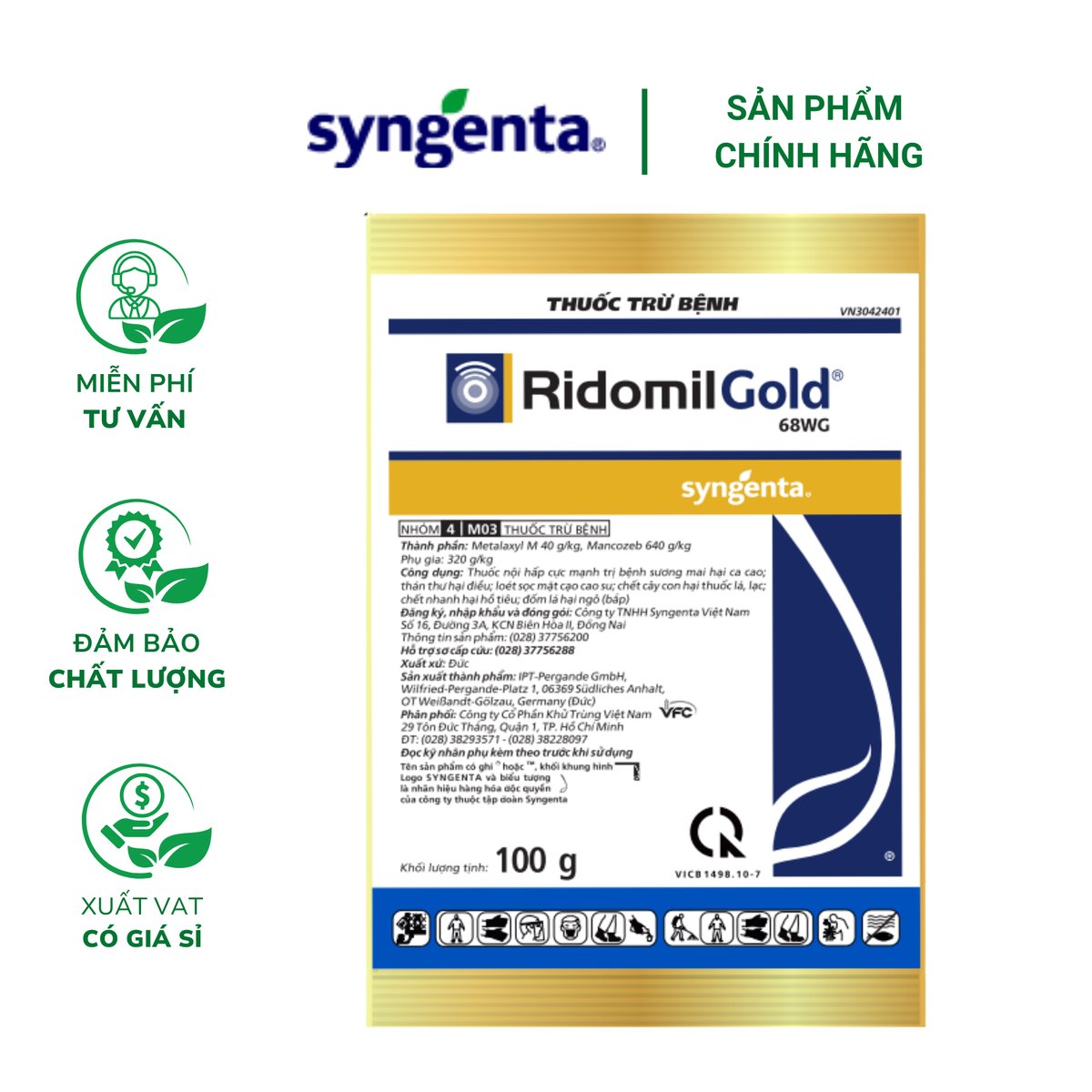 Ridomil Gold 68WG – Phòng trừ nấm bệnh, thối rễ, xì mủ cây trồng