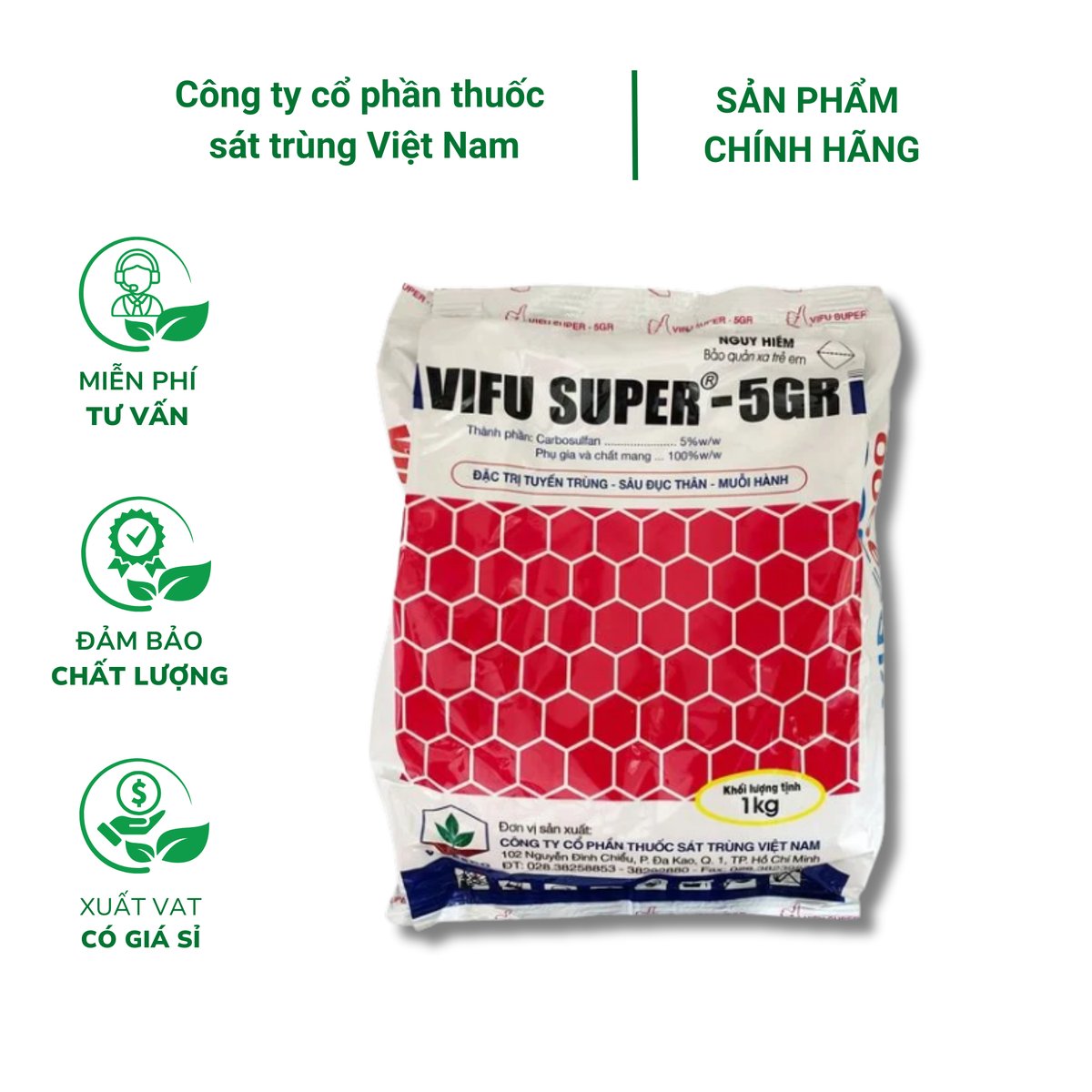 Thuốc đặc trị sùng đất, sâu đục thân VIFU – SUPER 5GR – Gói 1kg