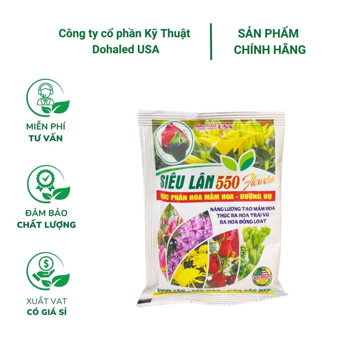 Siêu lân 550 Flowers 10-55-10 (Gói 100g)- Kích hoa, kích nụ cho hoa mai, hoa lan