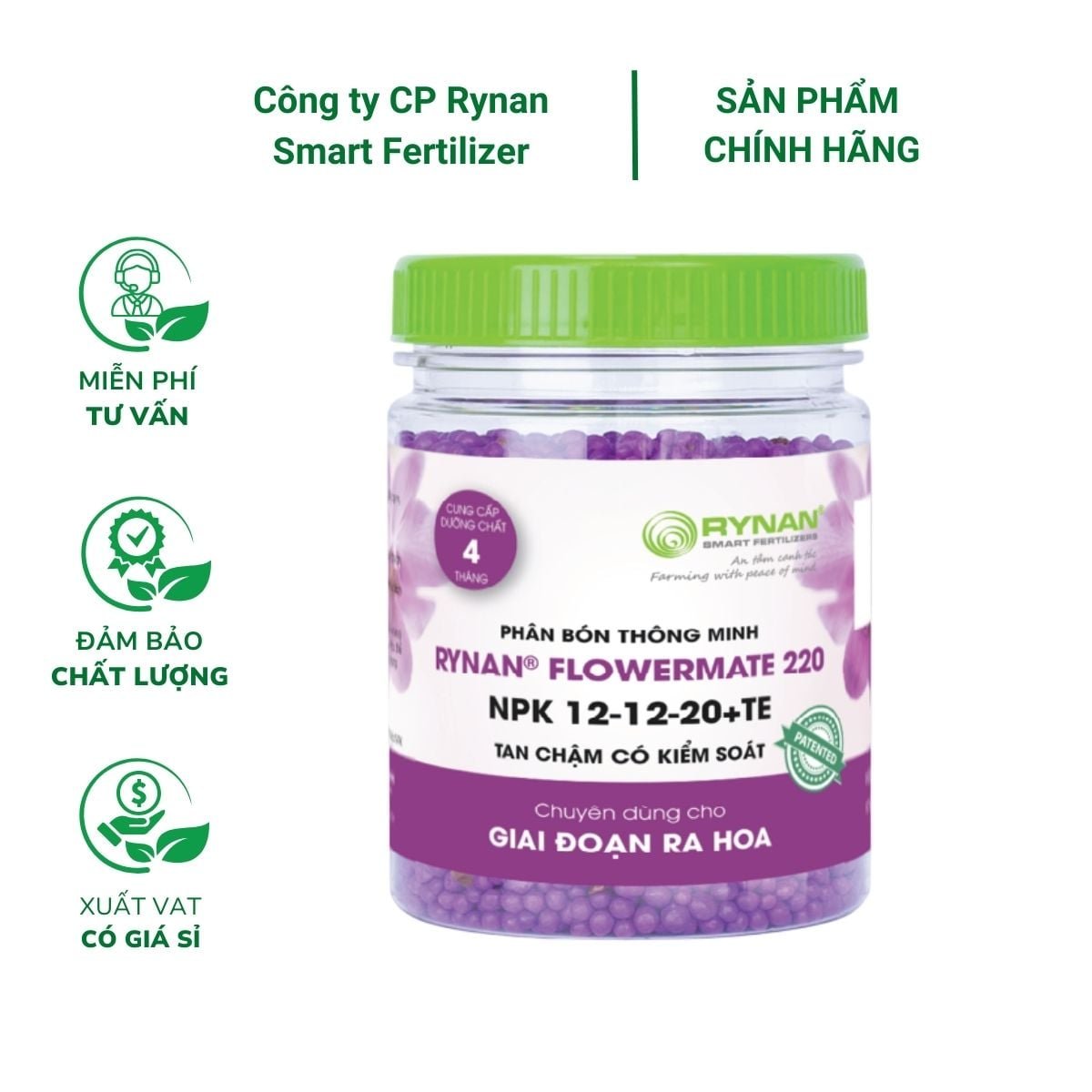 Phân tan chậm Rynan FM 220 ( 12-12-20 ) – Dưỡng hoa lâu tàn cho phong lan