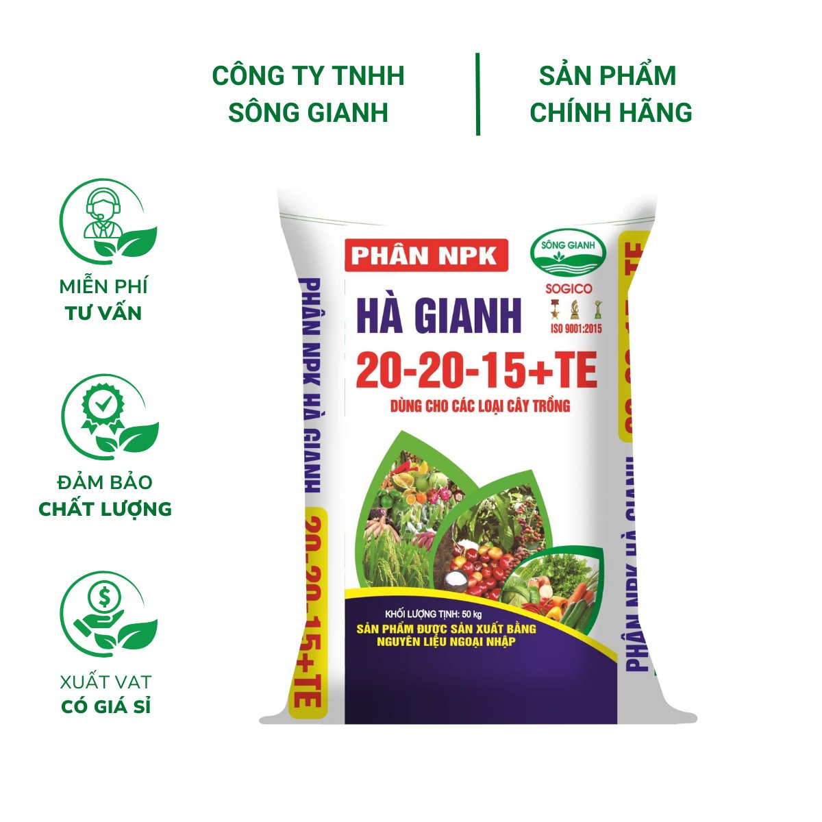 Phân NPK Hà Gianh 20-20-15+TE – Bao 25kg