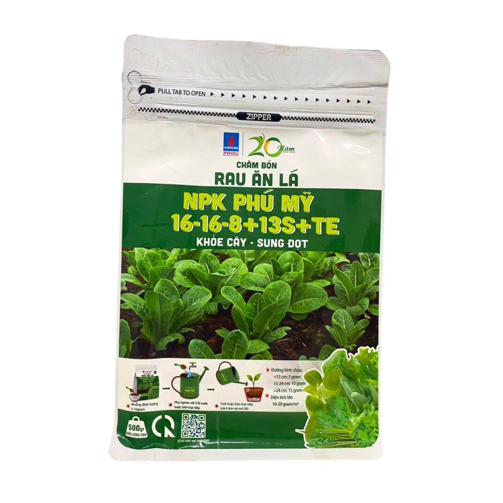 Phân NPK Phú Mỹ 16-16-8+13S+TE dùng cho rau ăn lá – Túi 500 gram 2