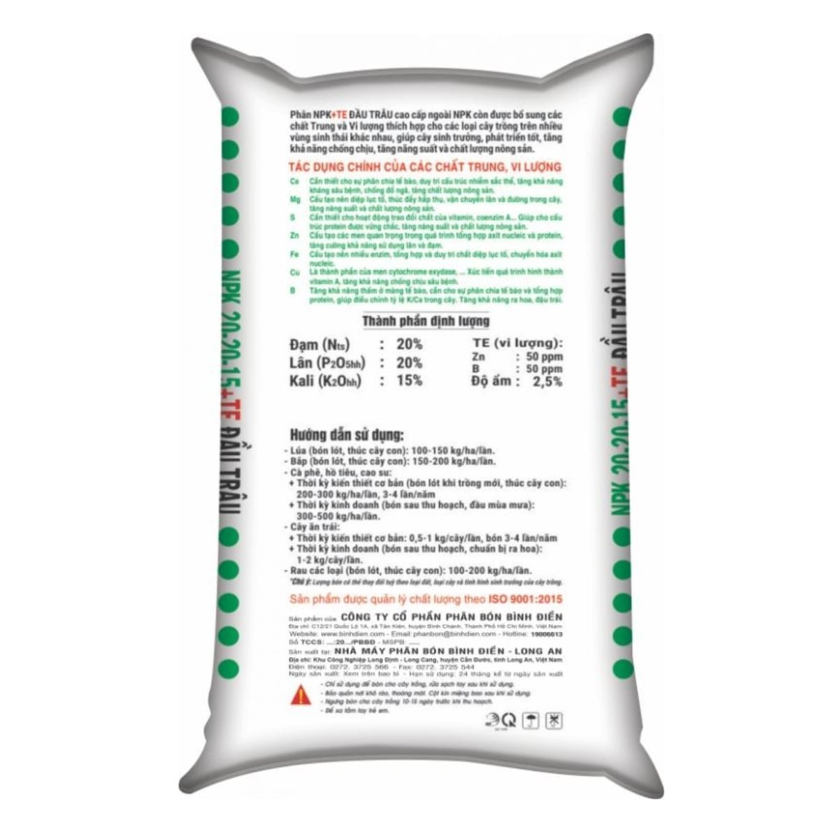Phân NPK Đầu Trâu 20-20-15+TE (Bao 50kg) – Tăng năng suất, chất lượng cây trồng 3