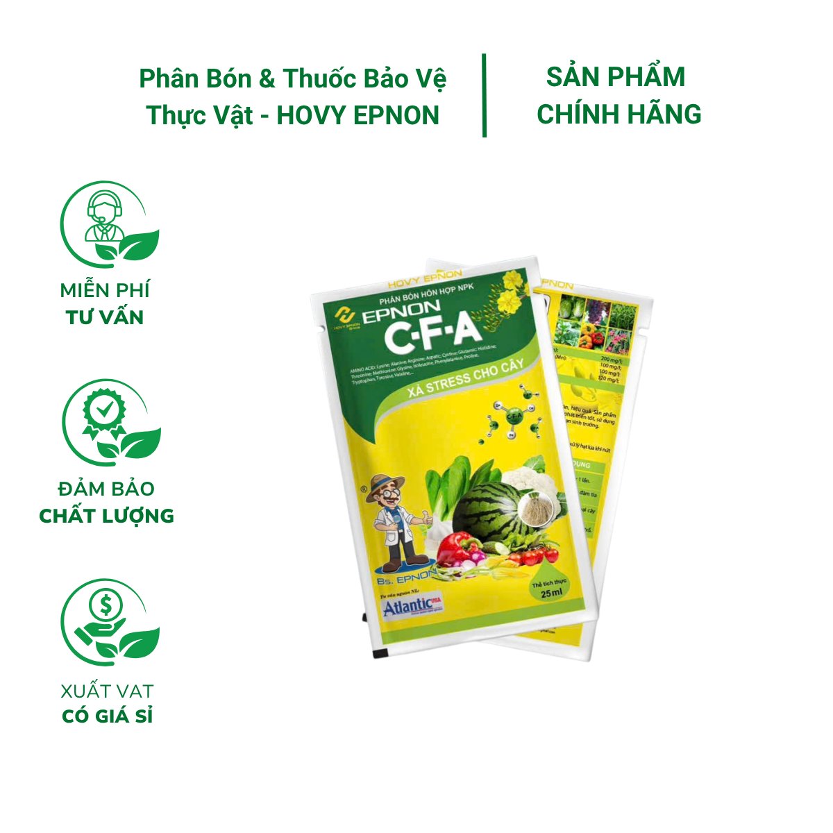 Phân bón EPNON C-F-A là sản phẩm từ amino, giảm Stress cho cây, dồi dào dưỡng chất, an toàn hiệu quả – Gói 25ml 2