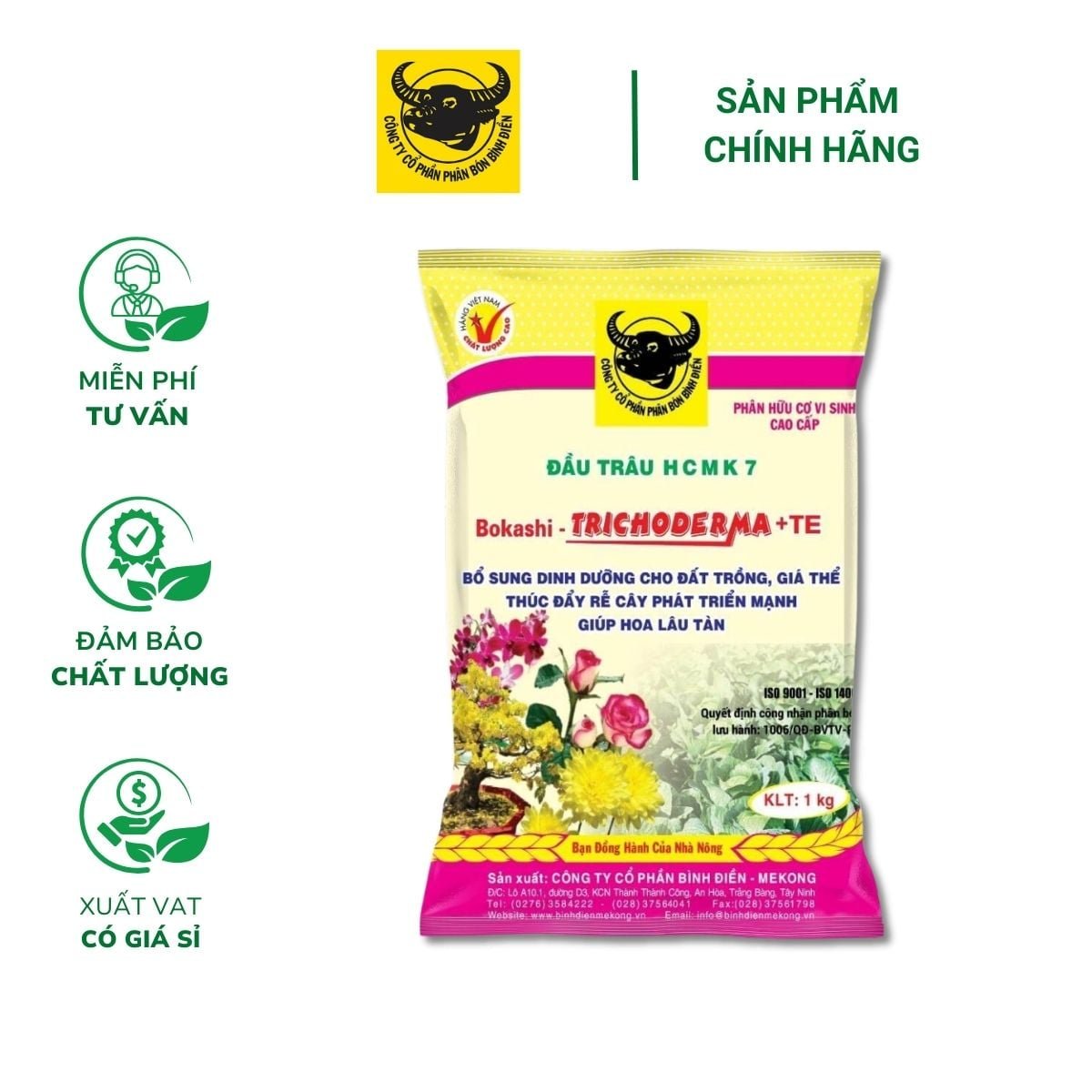 Phân đầu trâu HCMK7 hữu cơ trichoderma + TE – 1 kg