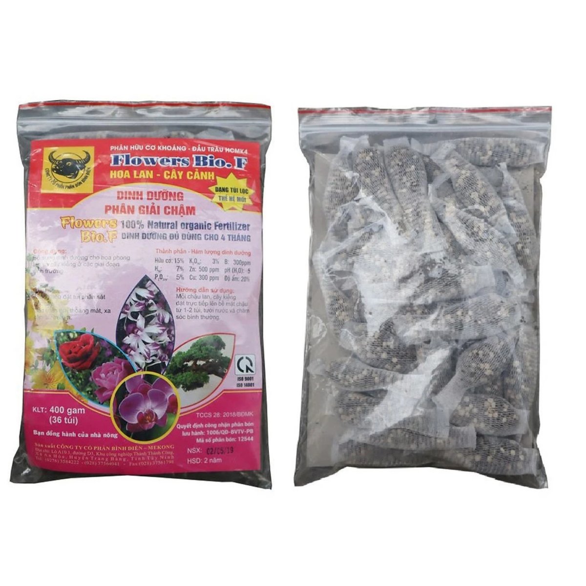 Phân Đầu Trâu Flower Bi O.F túi lọc hoa kiểng – Gói 400 gram 3