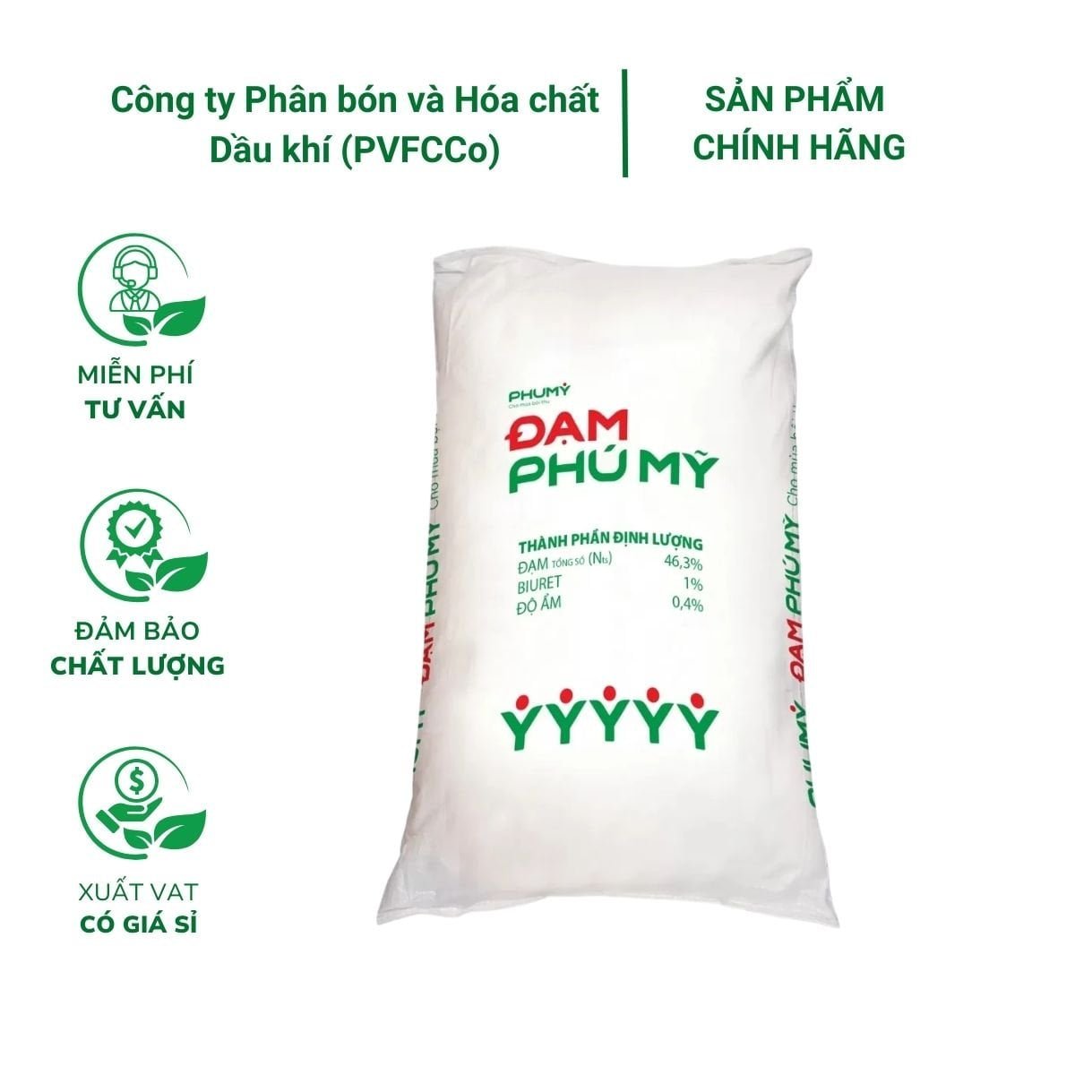 Phân đạm Urea Phú Mỹ (Bao 50kg) – Cung cấp đạm, tăng sinh trưởng thân, lá