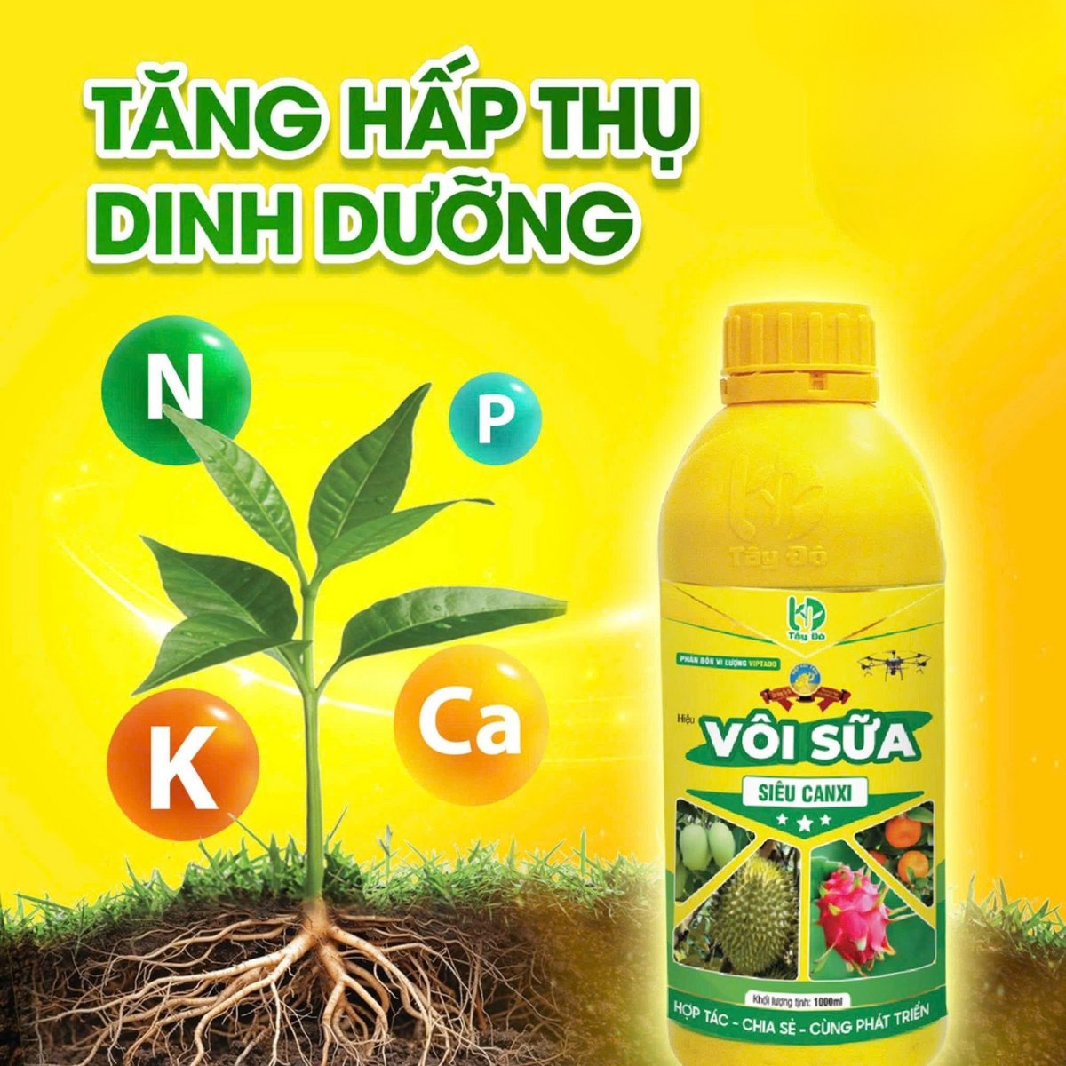 Phân bón vi lượng VIPTADO (Vôi sữa) – Chai 1 Lít 2