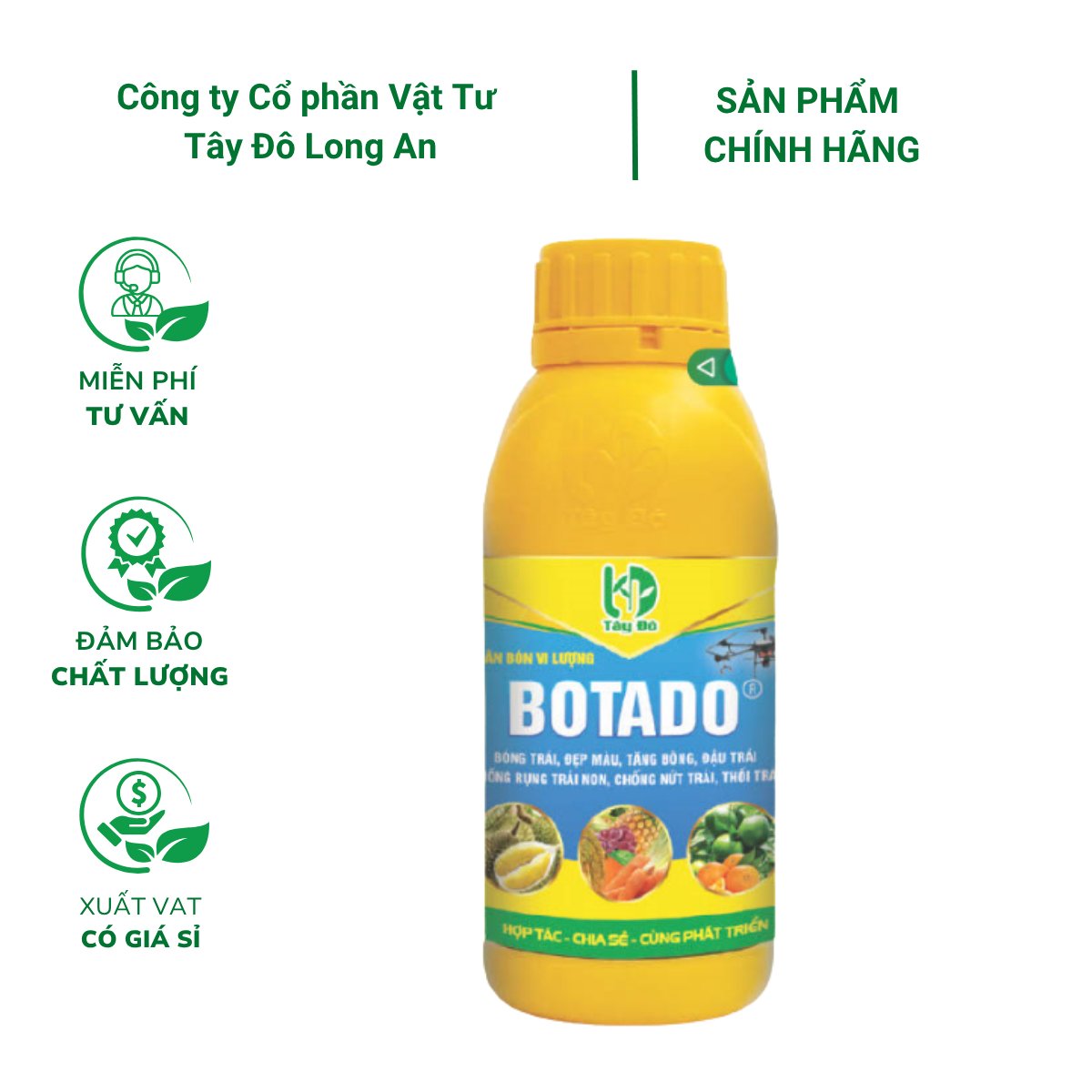 Phân bón vi lượng BOTADO chống rụng trái, nứt trái – Chai 500ml