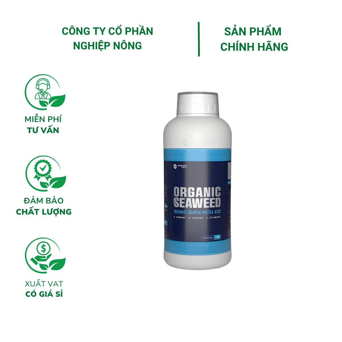 Phân bón Rong biển Hữu cơ ORGANIC SEAWEED (10-7-3+3HC +TE)- Chai 1 Lít