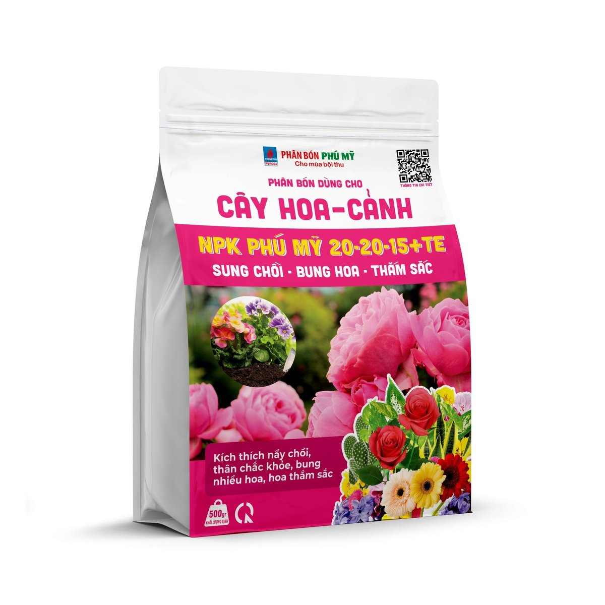 Phân NPK Phú Mỹ 20-20-15+TE Cây hoa – cảnh – Gói 500 gram 2