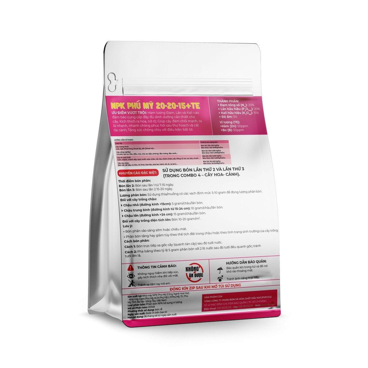 Phân NPK Phú Mỹ 20-20-15+TE Cây hoa – cảnh – Gói 500 gram 3