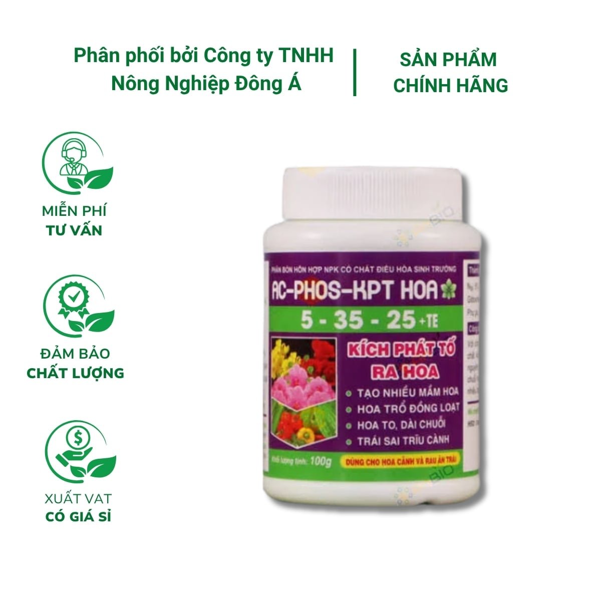 Phân Bón NPK AC – PHOS 5-35-25 + TE kích phát tố ra hoa – Hũ 100g