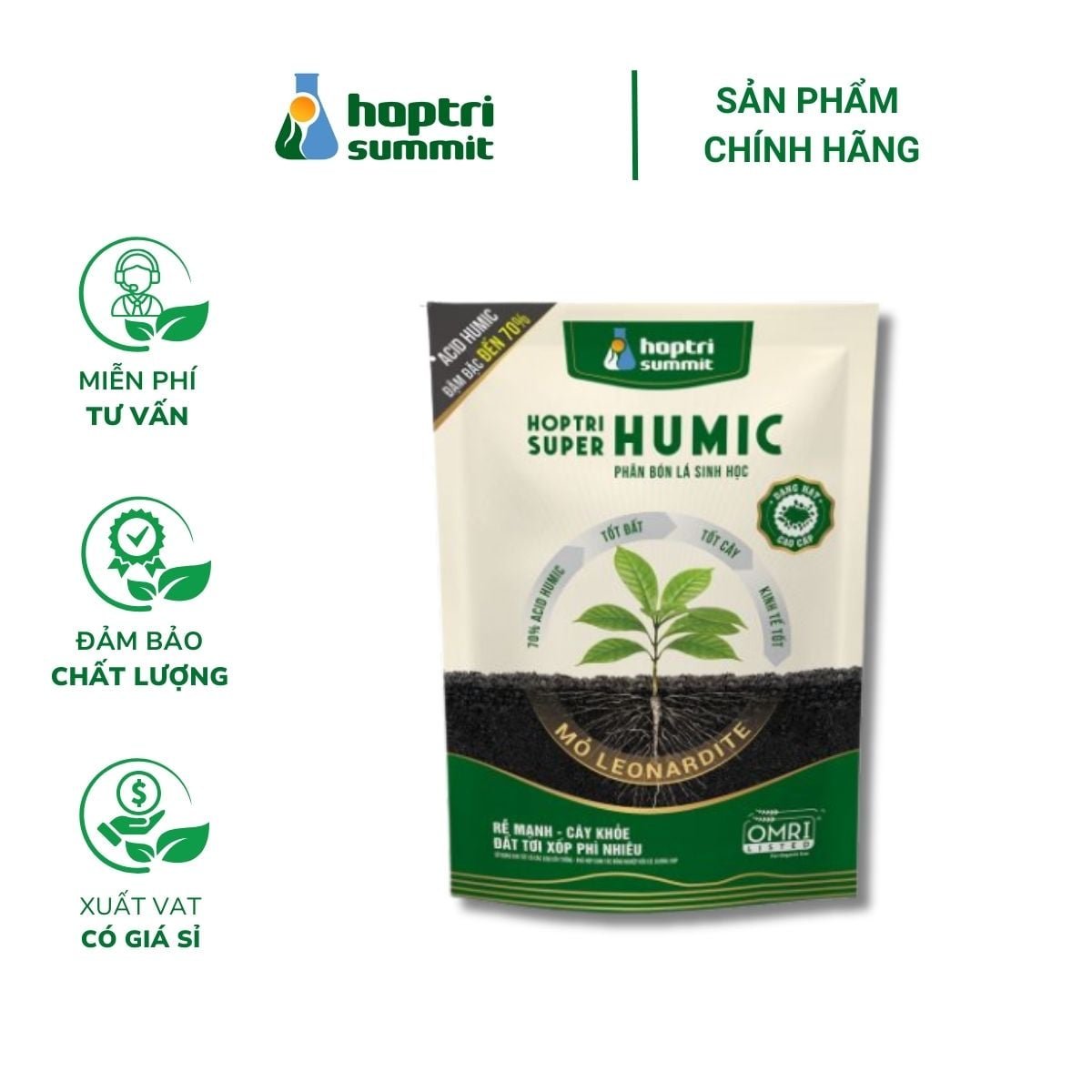Phân Bón Lá Super Acid Humic Hợp Trí (1kg), Phân hữu cơ giúp ra rễ, cải tạo đất