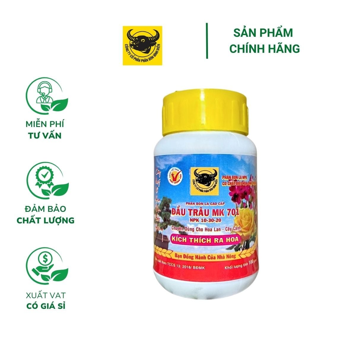 Phân Bón Lá Đầu Trâu chuyên dùng cho lan MK 701 – ( 10-30-20 ) – Chuyên kích hoa tăng đậu trái