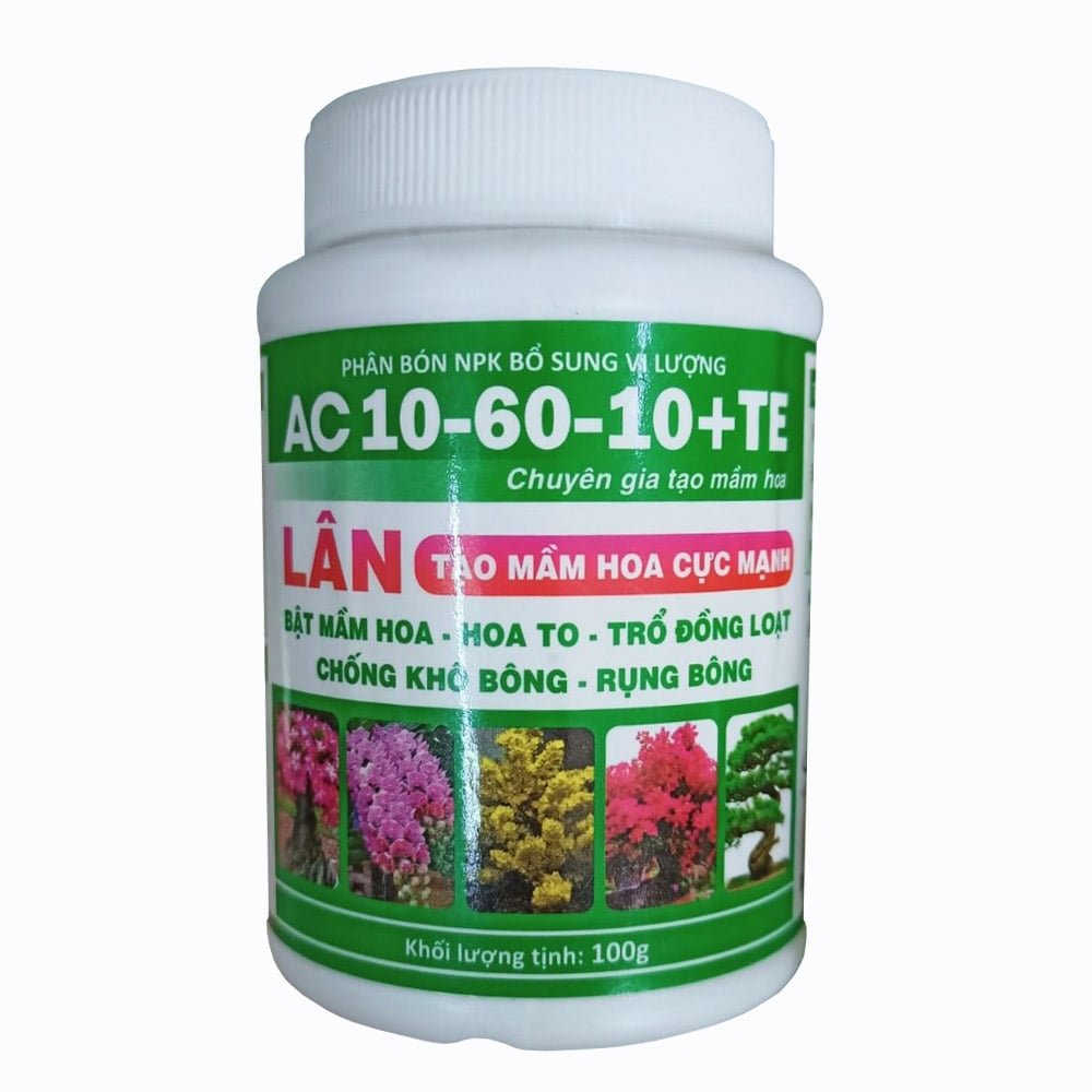 Phân bón lá AC NPK 10-60-10+TE kích hoa, kích nụ cho mai, lan, hoa giấy chuyên gia tạo mầm hoa – Lọ 100 gram 2