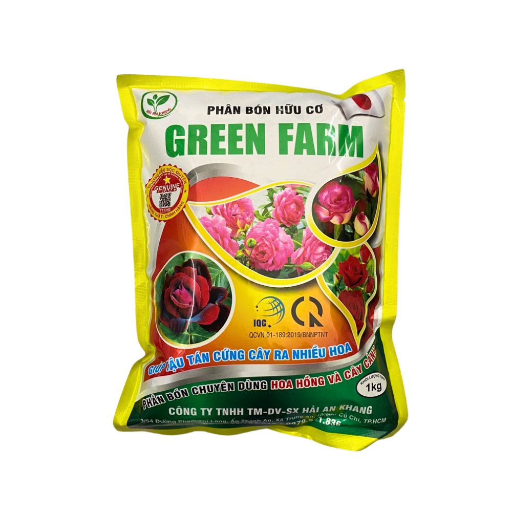 Phân bón hữu cơ hoa hồng và cây kiểng giúp cải tạo đất tăng đậu hoa – Green Farm – Gói 1kg 2