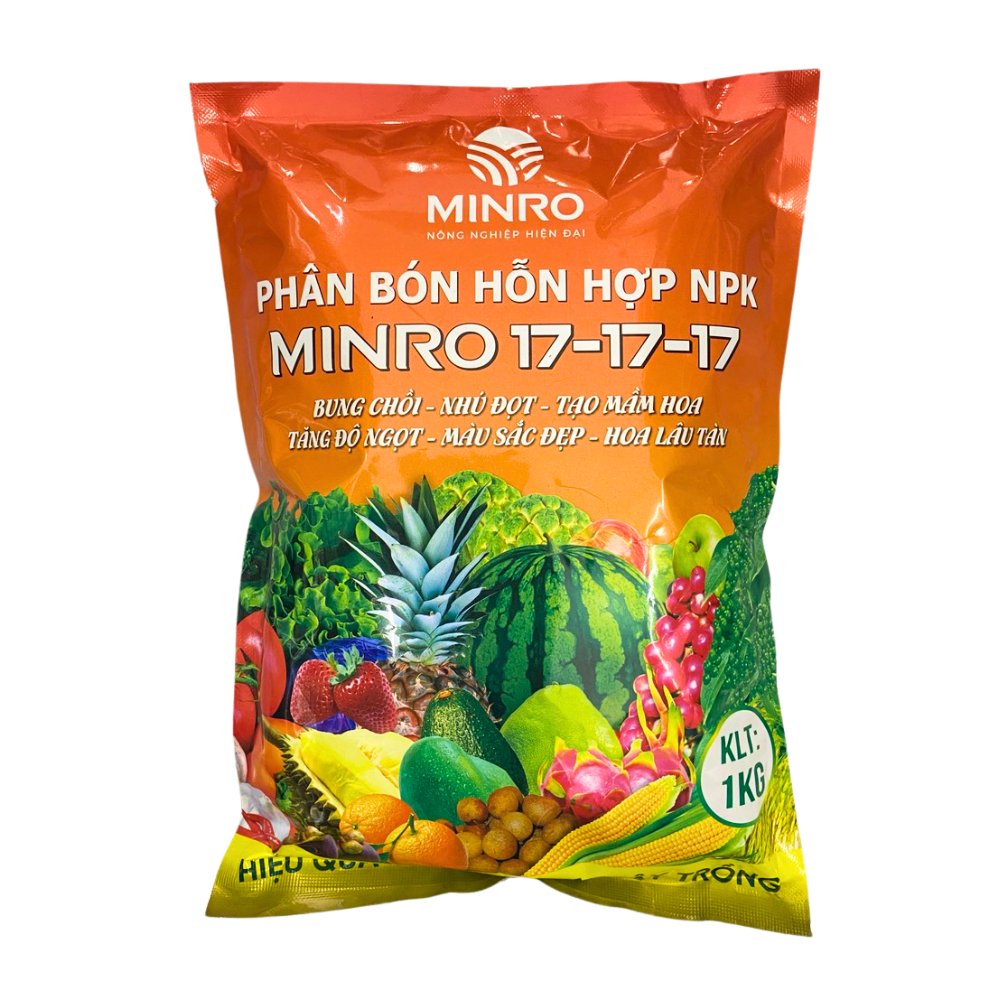 Phân NPK MINRO 17-17-17 – Phân bón hỗn hợp bung chồi, nhú đọt, tạo mầm hoa (Gói 1kg) 2