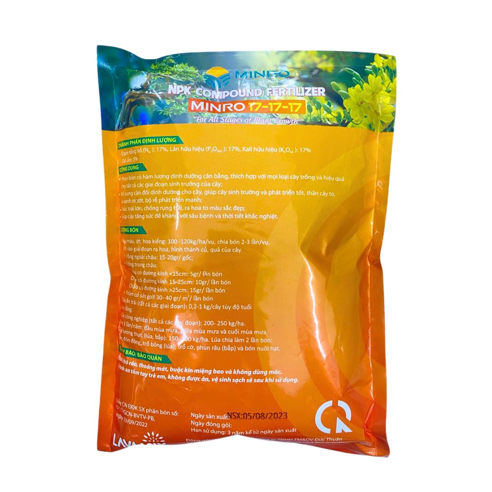 Phân NPK MINRO 17-17-17 – Phân bón hỗn hợp bung chồi, nhú đọt, tạo mầm hoa (Gói 1kg) 3