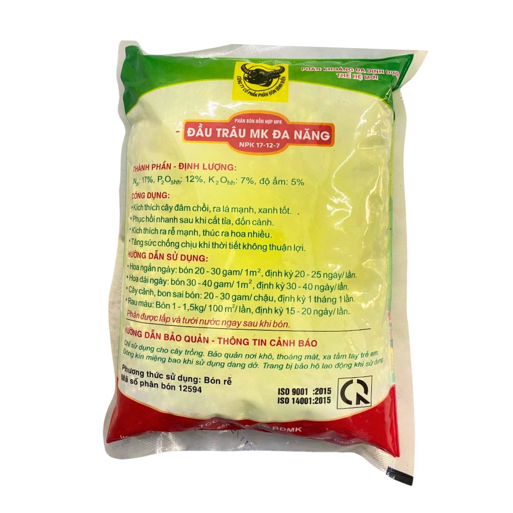 Phân bón đầu trâu MK đa năng 17-12-7 dùng cho hoa kiểng – Túi 1kg 3