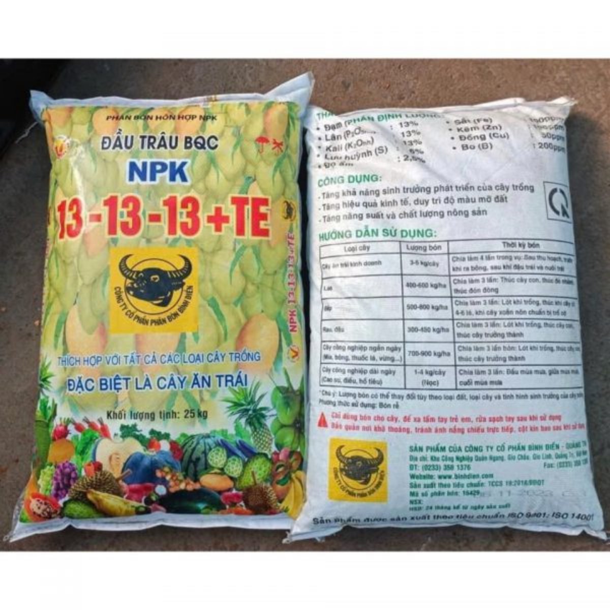 Phân bón Đầu Trâu BQC 13-13-13 + TE – Bao 25kg 2