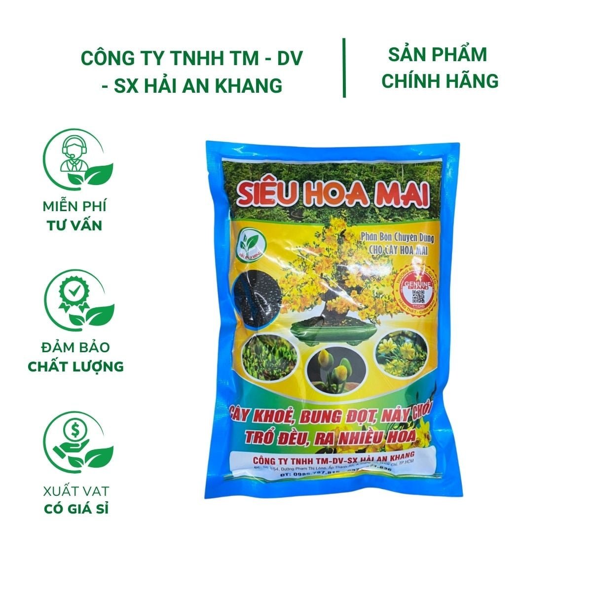 Phân bón kích hoa, kích nụ, phục hồi rễ cho hoa mai – Siêu Hoa Mai – Gói 700 gram