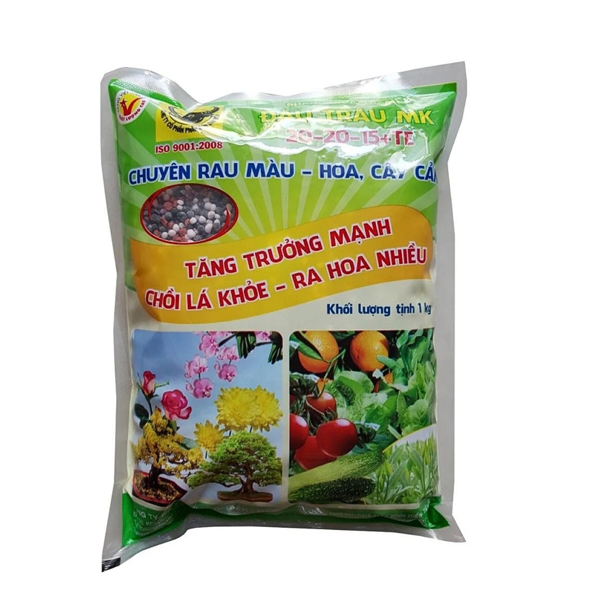 Phân Bón Đầu Trâu 20-20-15 BĐ-MK (Túi 1kg) – Chuyên cho rau màu – hoa kiểng, thúc đẩy sinh trưởng, ra rễ, ra hoa, đậu trái 3